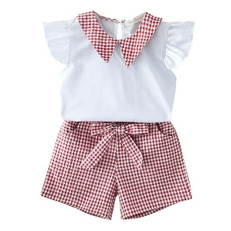 Toddler Kids Baby Girls Ruffle Short Sleeve T Shirt Tops Plaid Bow Shorts 2PCS Outfits Clothes Set
Toddler Kids Baby Girls Ruffle Short Sleeve T Shirt Tops Plaid Bow Shorts 2PCS Outfits Clothes Set
