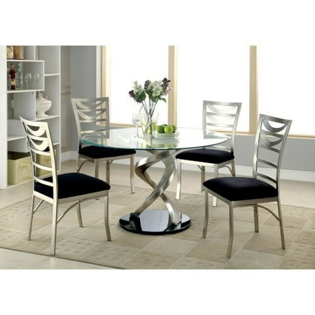 Furniture of America Sparling 5 Piece Dining Table Set with Spiraling Base
