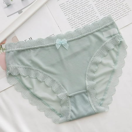 Sexy Solid Color Lace Gauze Bowknot Trim Briefs Comfortable Breathable Low Waist Seamless Panties for Women Green
Sexy Solid Color Lace Gauze Bowknot Trim Briefs Comfortable Breathable Low Waist Seamless Panties for Women Green