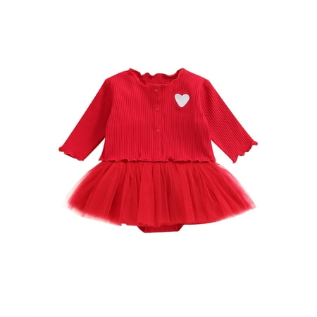 Tregren 0-12M Newborn Baby Girl Valentines Day Outfit Heart Print Sleeveless Knitted Tuller Romper Dress Cardigan Princess Set
Tregren 0-12M Newborn Baby Girl Valentines Day Outfit Heart Print Sleeveless Knitted Tuller Romper Dress Cardigan Princess Set