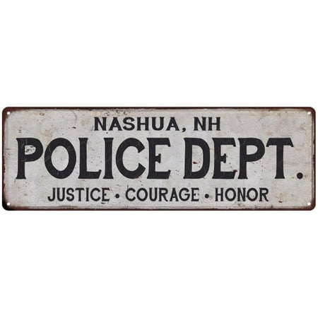 NASHUA, NH POLICE DEPT. Home Decor Metal Sign Gift 6x18 106180012355