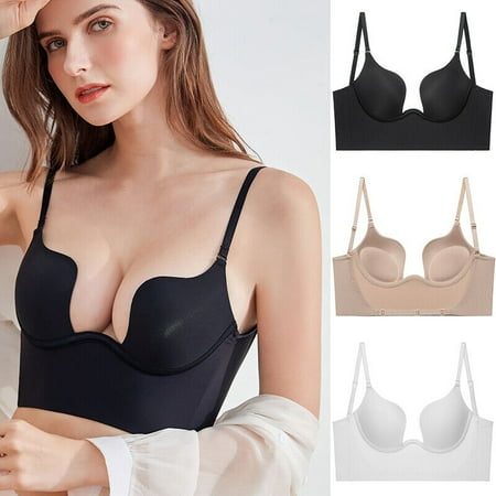 Backless Bra Invisible Wedding Bra Deep U Low Back Push Up Seamless Lingerie Bra
