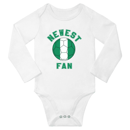 Newest Nigeria Soccer Football Fan Baby Long Sleeve Romper (White 12 Months)