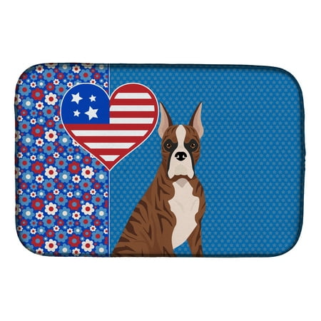 Red Brindle Boxer USA American Dish Drying Mat 14 in x 21 in