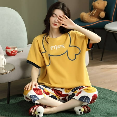 QWZNDZGR Summer Nightwear Sets Knitted Cotton Cute Cartoon Pyjamas Sweet Casual Women’s Pajamas Short Sleeve Sleepwear Homewear Fashion
QWZNDZGR Summer Nightwear Sets Knitted Cotton Cute Cartoon Pyjamas Sweet Casual Women’s Pajamas Short Sleeve Sleepwear Homewear Fashion