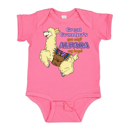 Inktastic Cute Jumping Alpaca-Great Grandpa s You Say ALPACA My Bags! Gift Baby Boy or Baby Girl Bodysuit
Inktastic Cute Jumping Alpaca-Great Grandpa s You Say ALPACA My Bags! Gift Baby Boy or Baby Girl Bodysuit