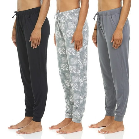 Jogger Pants for Women 3 Pack Sleep Lounge Casual Sleep Bottom Pajama Pants Set B Small