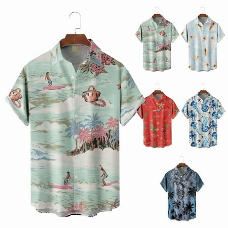 Teens Mens Short Sleeve Button Down Hawaiian Shirt Fashion Funky Blouses for Teen and Adults
Teens Mens Short Sleeve Button Down Hawaiian Shirt Fashion Funky Blouses for Teen and Adults