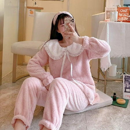 DanceeMangoo Womens Pajamas Set Winter Leisure Elastic Waist Warm Flannel Sleepwear Set Womens Long Sleeve Nightwear Girl Homewear Clothes
DanceeMangoo Womens Pajamas Set Winter Leisure Elastic Waist Warm Flannel Sleepwear Set Womens Long Sleeve Nightwear Girl Homewear Clothes