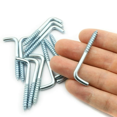 25PCS Long Square Bend Hook Lag Screw Shoulder Hooks Zinc Sliver M5-5x25x50/16mm