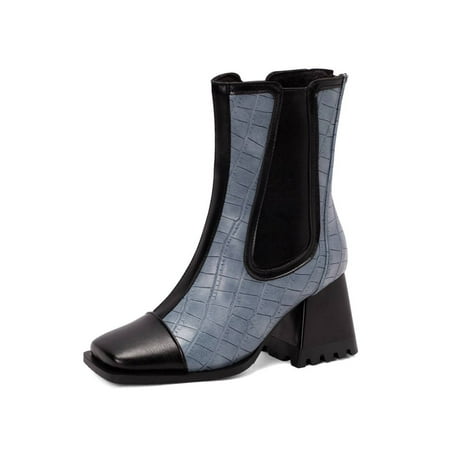 Eloshman Women Fashion Chunky Heel Dress Shoes Work Anti-Slip Ankle Boots Comfort Square Toe Booties Blue 7
Eloshman Women Fashion Chunky Heel Dress Shoes Work Anti-Slip Ankle Boots Comfort Square Toe Booties Blue 7