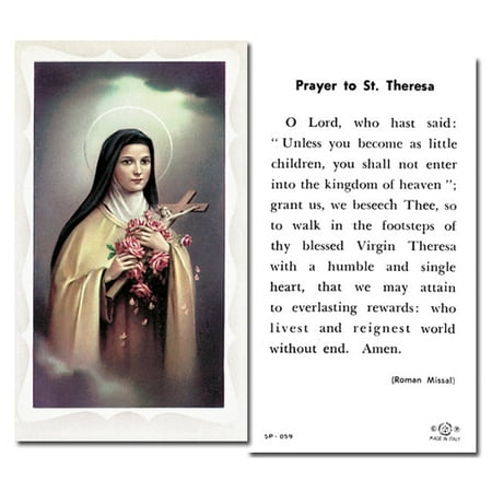 Saint Theresa Catholic Prayer Holy Card with Prayer on Back Pack of 100
Saint Theresa Catholic Prayer Holy Card with Prayer on Back Pack of 100