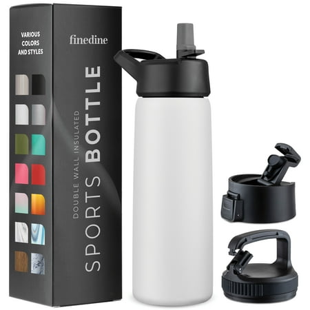 FineDine 26 oz White and Black Insulated Stainless Steel Water Bottle with Straw and Wide Mouth Lid
FineDine 26 oz White and Black Insulated Stainless Steel Water Bottle with Straw and Wide Mouth Lid