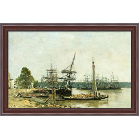 Bordeaux 40x26 Large Walnut Ornate Wood Framed Canvas Art by Eugene Boudin