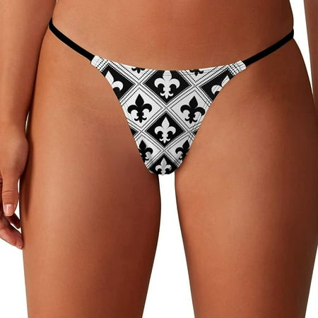 Black and White Fleur-de-lis Women s G-String Thongs Low Rise Hipster Underwear Stretch T-Back Panties
Black and White Fleur-de-lis Women s G-String Thongs Low Rise Hipster Underwear Stretch T-Back Panties