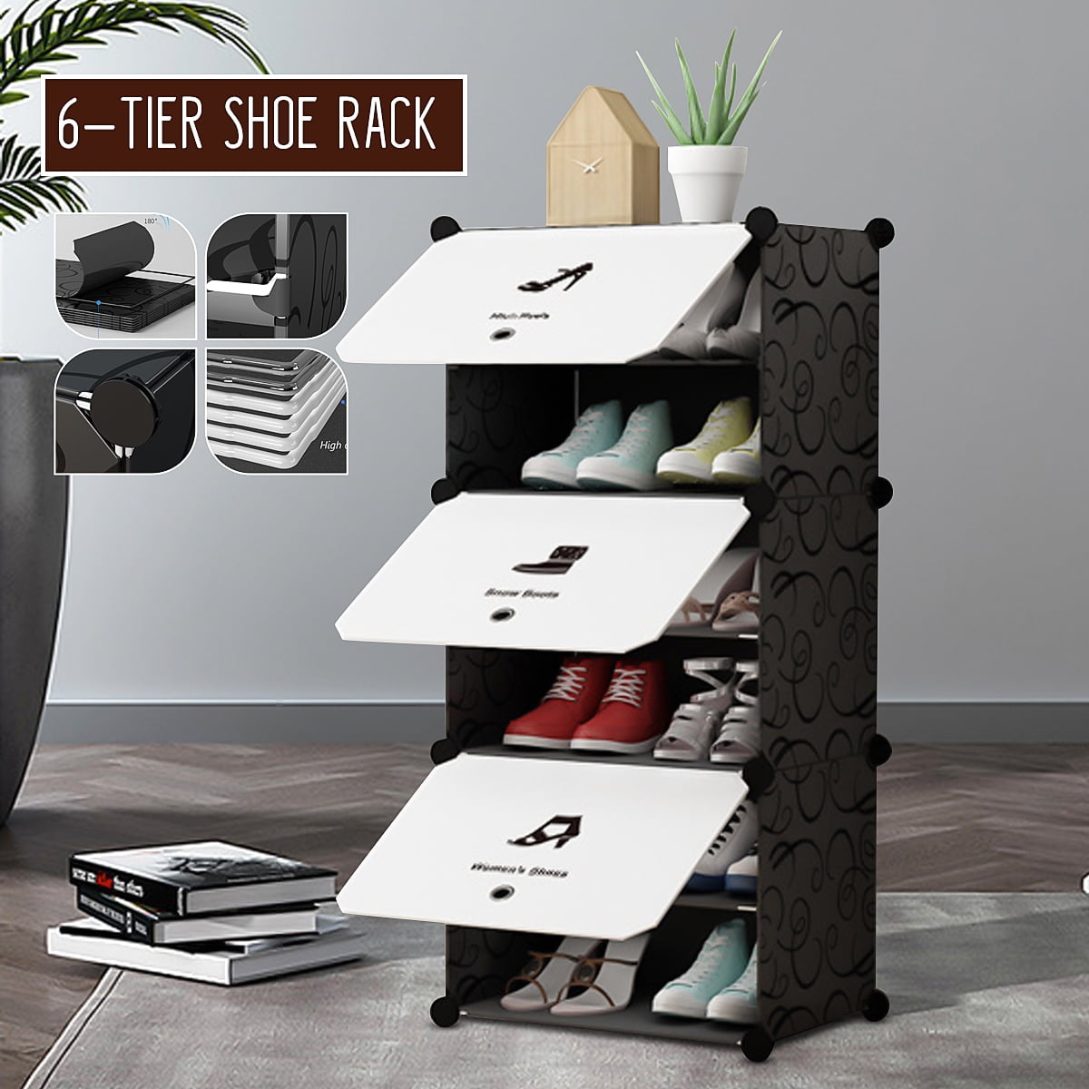 New 4 6 Tier Cube Portable Shoe Rack Closed And Dustproof Shoe Rack
