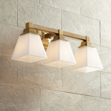 Regency Hill Modern Wall Light Warm Brass Hardwired 20 Wide 3-Light Fixture Etched Opal Glass for Bathroom Vanity Mirror
Regency Hill Modern Wall Light Warm Brass Hardwired 20 Wide 3-Light Fixture Etched Opal Glass for Bathroom Vanity Mirror