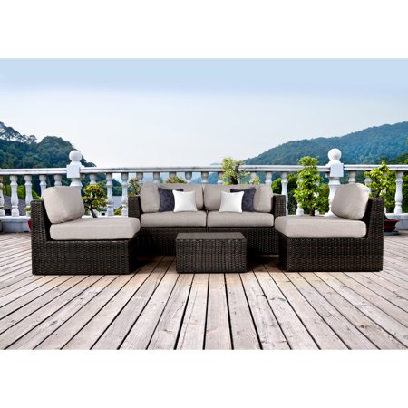 Dorrington Sofia Wicker 5 Piece Patio Conversation Set