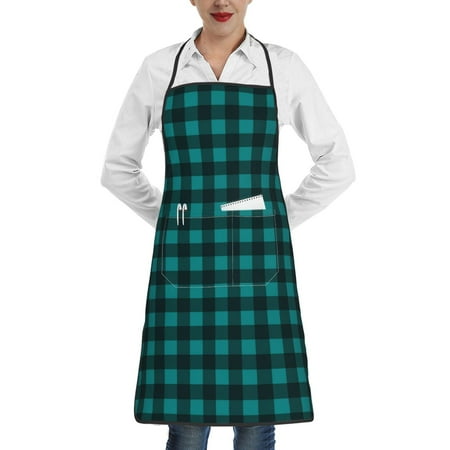Rocae Teal On Black Plaid for Kitchen Aprons for Women Adjustable Cooking Kitchen Chef Apron for Men with Pockets
Rocae Teal On Black Plaid for Kitchen Aprons for Women Adjustable Cooking Kitchen Chef Apron for Men with Pockets