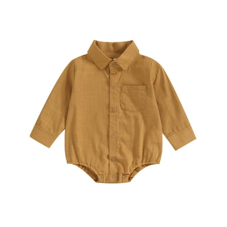 Co.MMehjri Infant Baby Boy Gentleman Romper Solid Color Long-Sleeved Lapel Front Button Jumpsuit with Pocket Toddler Clothes
Co.MMehjri Infant Baby Boy Gentleman Romper Solid Color Long-Sleeved Lapel Front Button Jumpsuit with Pocket Toddler Clothes