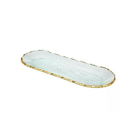 Crystal Glass Oval Serving Tray with Gold Trim
Crystal Glass Oval Serving Tray with Gold Trim