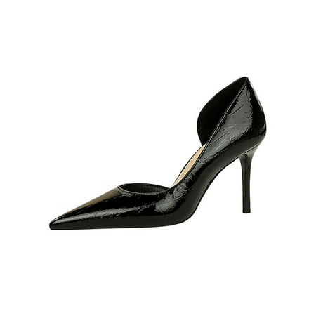 

Woobling Women High Heels Pointy Toe Pump Shoes Low Top Pumps Womens Dress Shoe Comfort Slip On Non-slip Black 9.5
