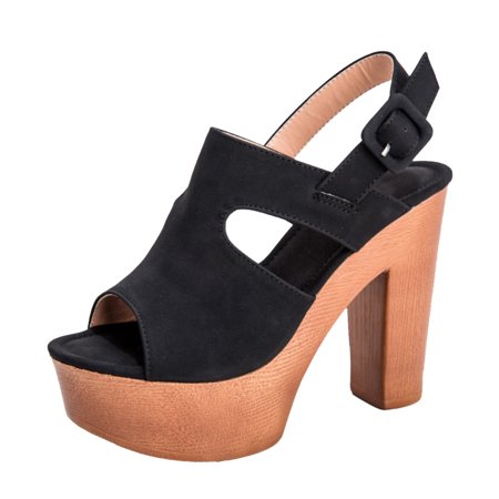 Sandals Women Thick Soled High Heel Open Toe Fashion Shoes Flock Black 37
Sandals Women Thick Soled High Heel Open Toe Fashion Shoes Flock Black 37