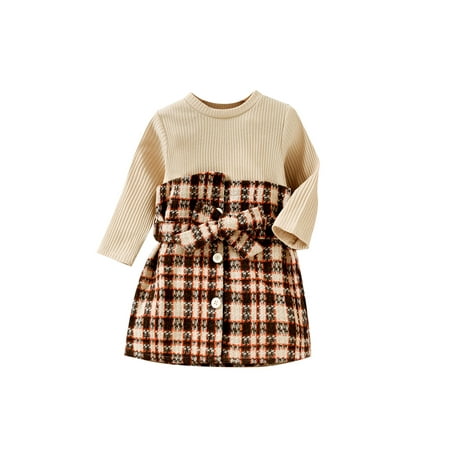 Sunisery Toddler Baby Girls Casual Dress Spring Long Sleeve Plaid Patchwork Button Knitted Short Dress Beige 9-12 Months
Sunisery Toddler Baby Girls Casual Dress Spring Long Sleeve Plaid Patchwork Button Knitted Short Dress Beige 9-12 Months
