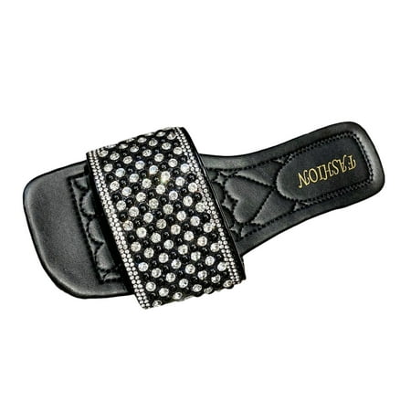 MIASHUI Women s Slippers Fashion Summer Leather Rhinestone Decorated Square Toe Open Toe Flat Slippers Black 7.5
MIASHUI Women s Slippers Fashion Summer Leather Rhinestone Decorated Square Toe Open Toe Flat Slippers Black 7.5