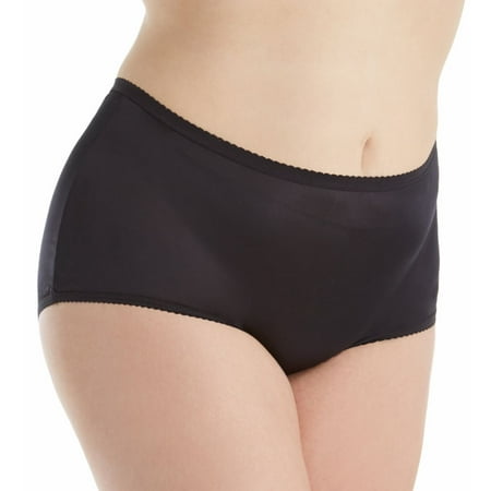 Women s Shadowline 17642P Plus Size Nylon Modern Brief Panty (Black 10)