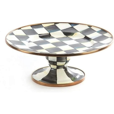 Courtly Check Enamel Pedestal Platter Round Cake Stand Mini