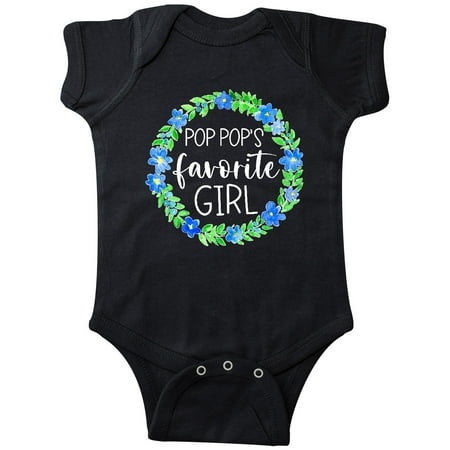 Inktastic Pop Pop s Favorite Girl Blue Flowers Wreath Gift Baby Girl Bodysuit