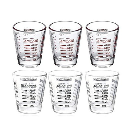 6Pcs Measuring Cup Espresso Glass Measurement 1Oz 6 Tsp 2 Tbs 30Ml