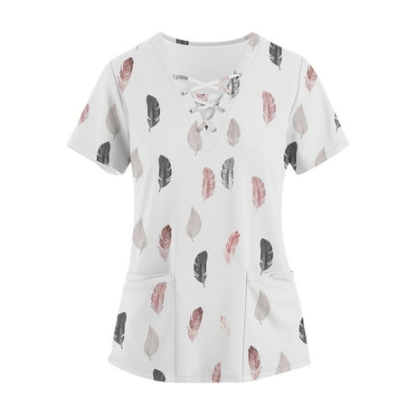 QAZXD Womens V Neck Medical Nursing Cute Flower Uniform Print Short Sleeve Scrub Tops with Pockets L
QAZXD Womens V Neck Medical Nursing Cute Flower Uniform Print Short Sleeve Scrub Tops with Pockets L
