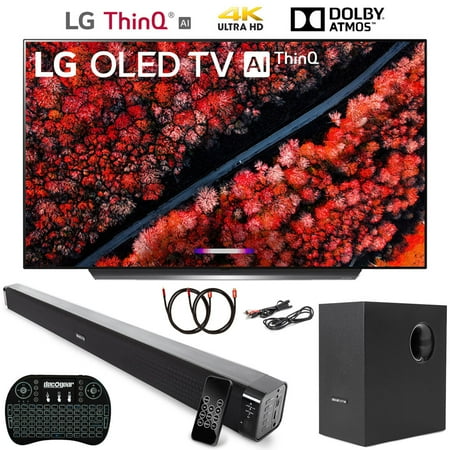 LG OLED65C9PUA 65" C9 4K HDR Smart OLED TV w/ AI ThinQ TV Bundle with Deco Gear 60W 2.1ch Soundbar, 2.4GHz Wireless Backlit Keyboard and (2) 6FT HDMI Cables