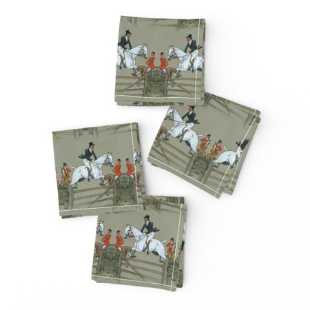 Cocktail Napkins Equestrian Horse Jumping Pony Riding Hunter Jumper Set of 4