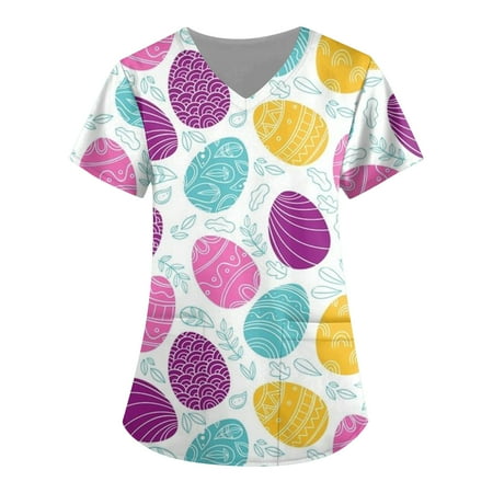CHMORA Scrub Tops Women Print Print Nurse Uniforms for Women Short Sleeve V-Neck Shirts Tee Tops with Pockets
CHMORA Scrub Tops Women Print Print Nurse Uniforms for Women Short Sleeve V-Neck Shirts Tee Tops with Pockets