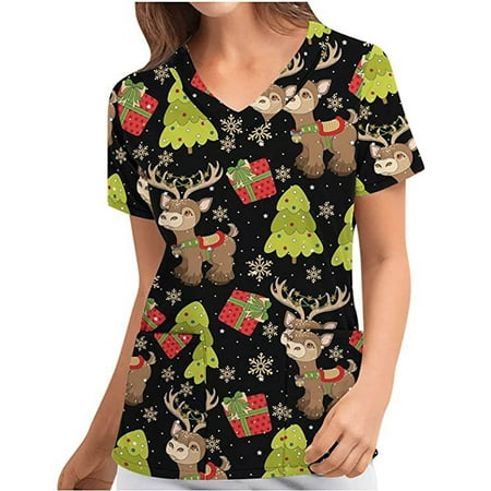 PEONAVET Merry Christmas Womens Nursing Scrub Tops Working Uniform Short Sleeve V-Neck Workwear Blouse T-shirt with Pockets Gifts for Women
PEONAVET Merry Christmas Womens Nursing Scrub Tops Working Uniform Short Sleeve V-Neck Workwear Blouse T-shirt with Pockets Gifts for Women