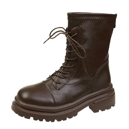 Fsqjgq Flat Boots for Women Mid Fashion Women Artificial Leather Solid Color Autumn Thick Sole Square Heels Lace Up Mid Booties Round Toe Shoes Ladies Cowboy Boots Size 10 Brown 39
Fsqjgq Flat Boots for Women Mid Fashion Women Artificial Leather Solid Color Autumn Thick Sole Square Heels Lace Up Mid Booties Round Toe Shoes Ladies Cowboy Boots Size 10 Brown 39