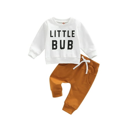 Genuiskids Toddler Boys 2 Pcs Outfits Letter Print Long Sleeve Sweatshirt Pullover Tops + Elastic Casual Pants Suit 0-3T
Genuiskids Toddler Boys 2 Pcs Outfits Letter Print Long Sleeve Sweatshirt Pullover Tops + Elastic Casual Pants Suit 0-3T