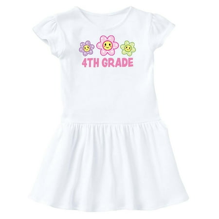 Inktastic 4th Grade with Polka Dot Flowers Gift Toddler Girl Dress
