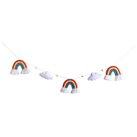 Nordic Wooden Beads Garland with Felt Cloud Knitting Wool Rainbow Tassel Pendant Hanging Ornament Photo Shooting Props for Baby Room Decoration
Nordic Wooden Beads Garland with Felt Cloud Knitting Wool Rainbow Tassel Pendant Hanging Ornament Photo Shooting Props for Baby Room Decoration
