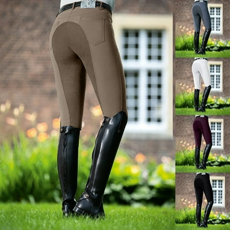 Taluosi Women Fashion High Waist Elastic Equestrian Pants Horse Racing Skinny Trousers