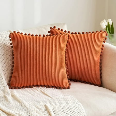MIULEE Boho Decorative Throw Pillow Covers with Pom-poms Soft Corduroy Square Solid Lumbar Cushion Cases for Couch Sofa Bedroom 16x16 inch Orange
MIULEE Boho Decorative Throw Pillow Covers with Pom-poms Soft Corduroy Square Solid Lumbar Cushion Cases for Couch Sofa Bedroom 16x16 inch Orange
