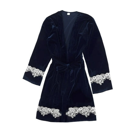 solacol Nightgown Gold Velvet Pajamas Lace Robes Underwear Sleepwear Trousers