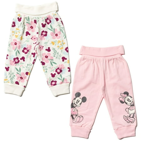 Disney Minnie Mouse Mickey Mouse Infant Baby Boys 2 Pack Pants White / Pink 18 Months