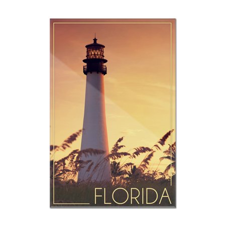 Florida - Lighthouse & Seagrass - Lantern Press Photography (16x24 Acrylic Wall Art Gallery Quality)