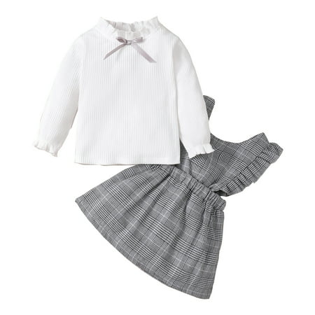 NZRVAWS Baby Girls Outfits Stand-up Collar Solid Color Long Sleeve Top +Plaid Print Straps Suspender Skirts 2Pcs Clothes Set 18-24 Months Gray
NZRVAWS Baby Girls Outfits Stand-up Collar Solid Color Long Sleeve Top +Plaid Print Straps Suspender Skirts 2Pcs Clothes Set 18-24 Months Gray