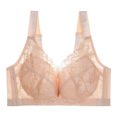 

Sports Bra For Women Underwear Women Lady Lace Gathered Bra Adjustable Pair Of Thin Breast Cup No Underwire Women Large Size Lace Gathered Side Breasts Adjustable Bra Underwear Bra Beige
