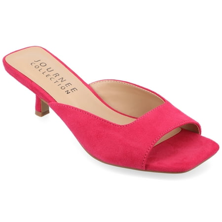 Journee Collection Womens Larna Slip On Kitten Heel Open Toe Pumps